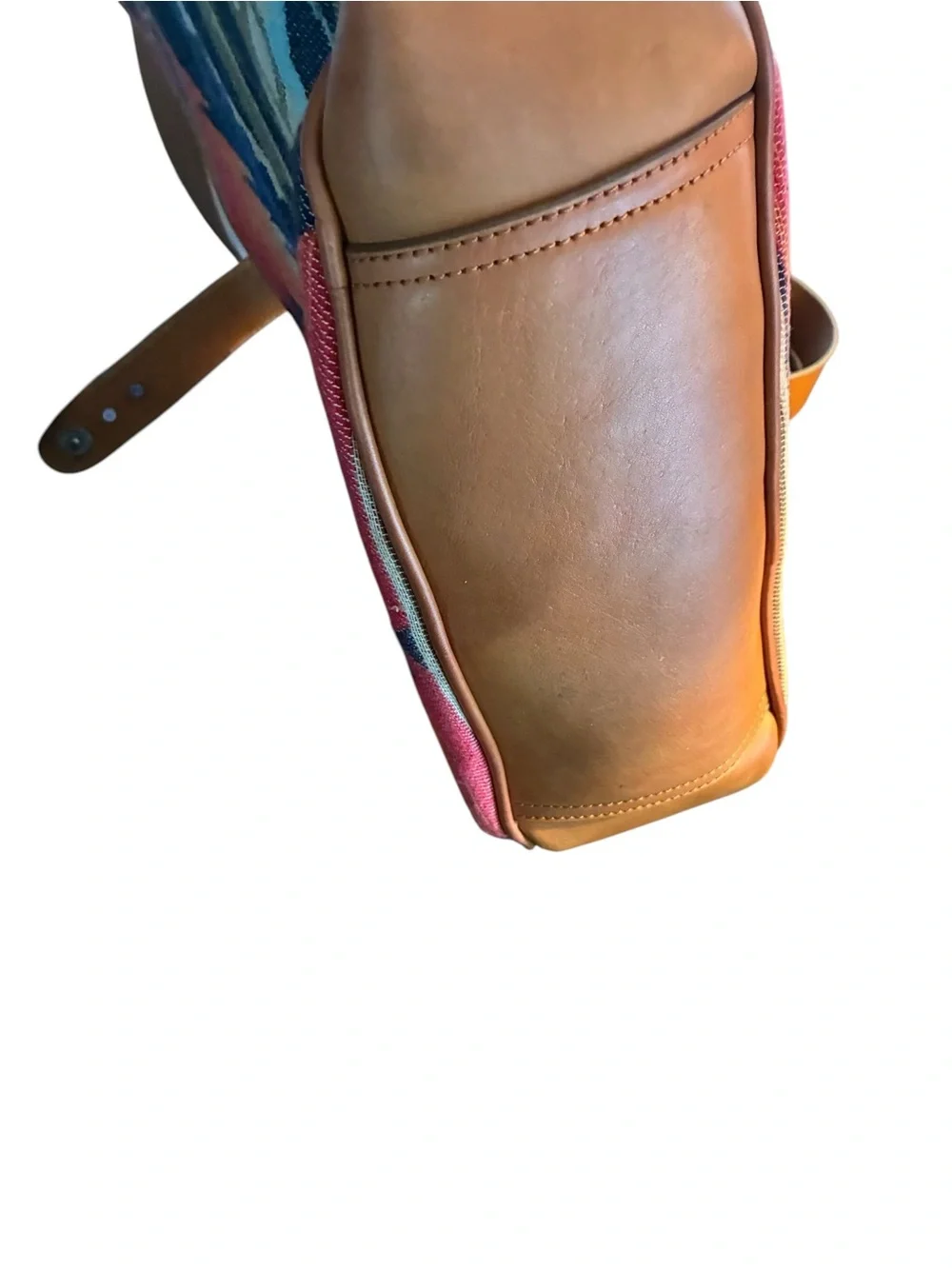 Ariat Southwestern Pattern Tan Leather-Trim Shoulder Bag w fringe Large tooled